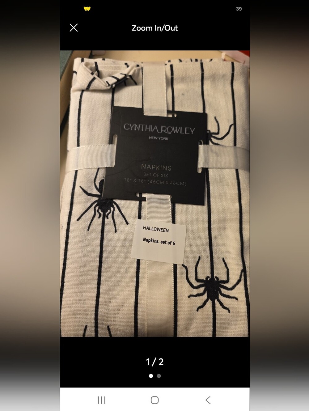 6 dinner cloth Dinner napkins by Cynthia  Rowley Spiders on a web